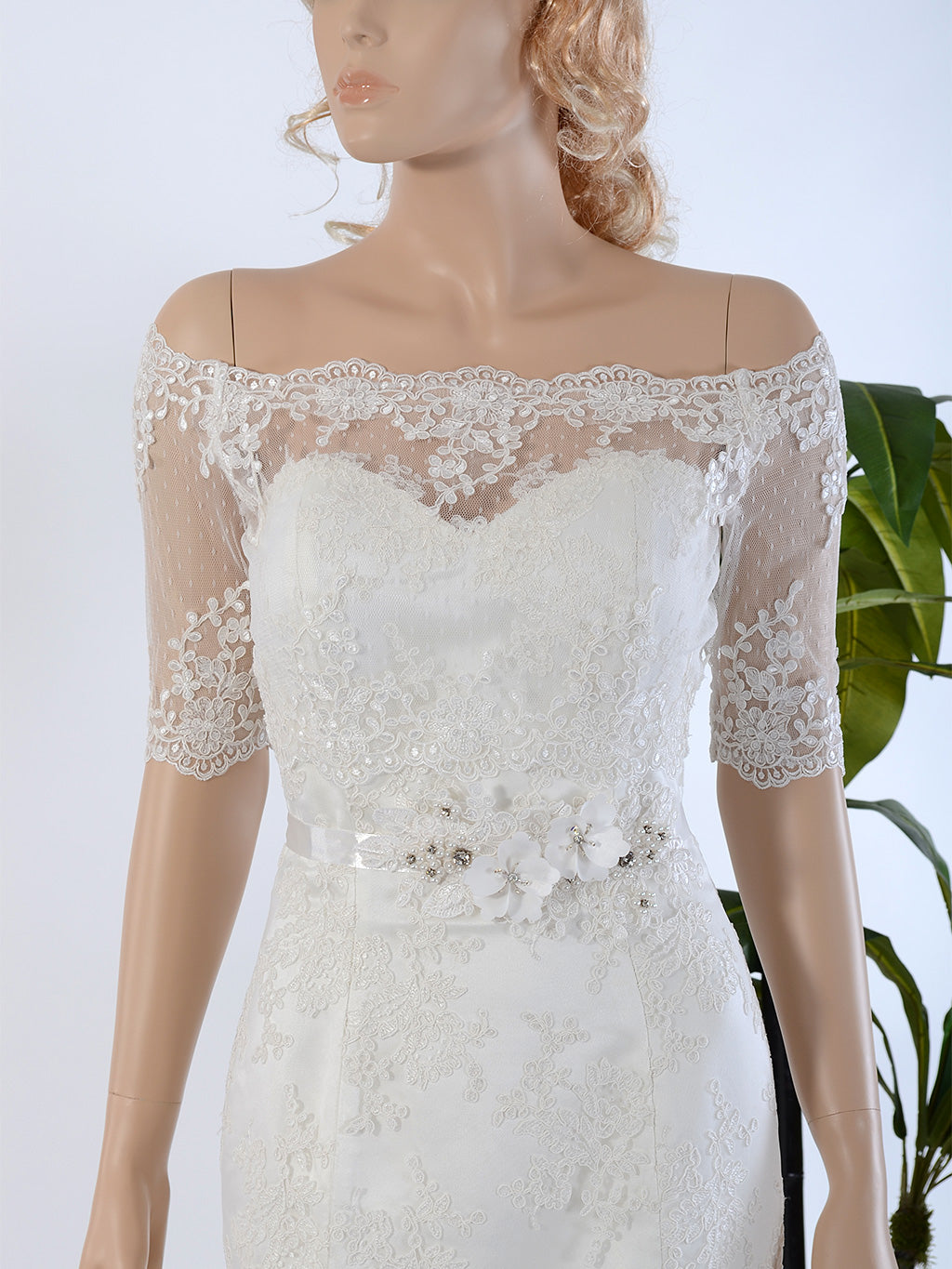 Off Shoulder Wedding Jacket Lace Bolero WJ029