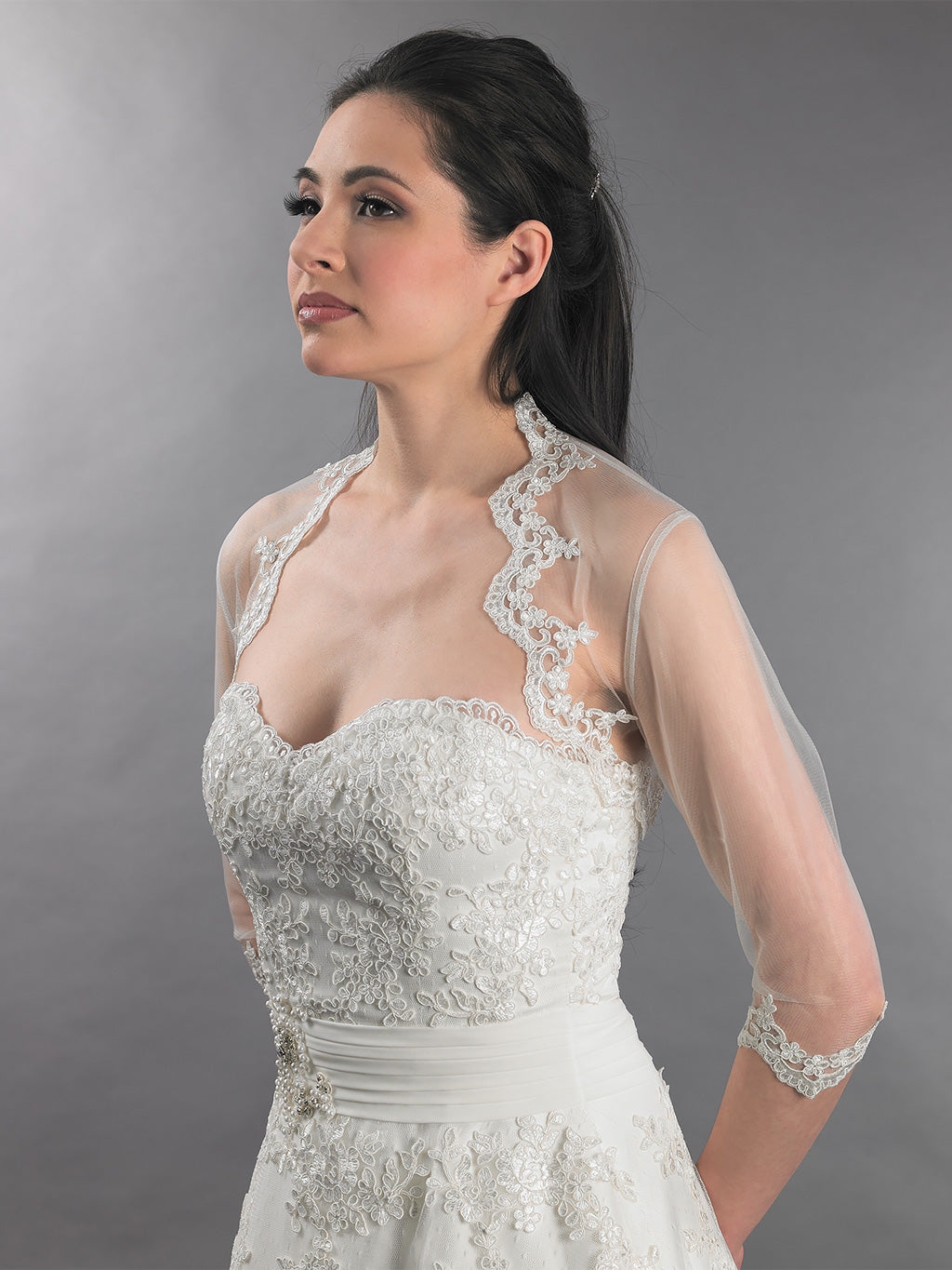 3/4 sleeve bridal lace bolero jacket Lace_095