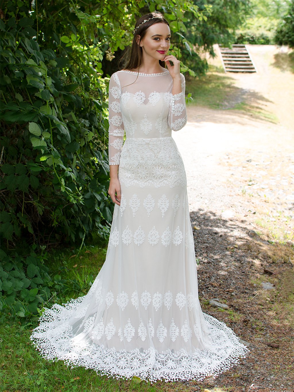 boho lace wedding dress long sleeve