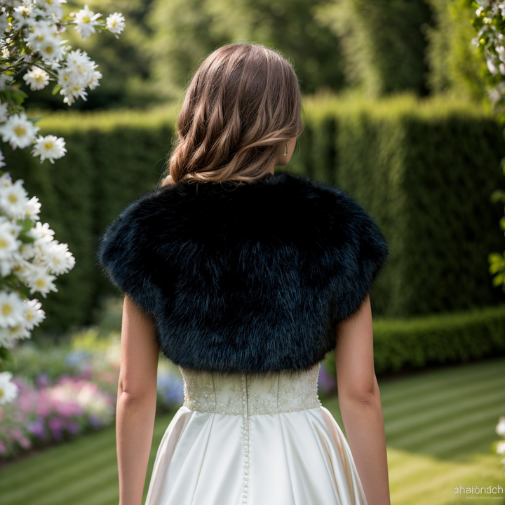 Black faux fur shrug bolero