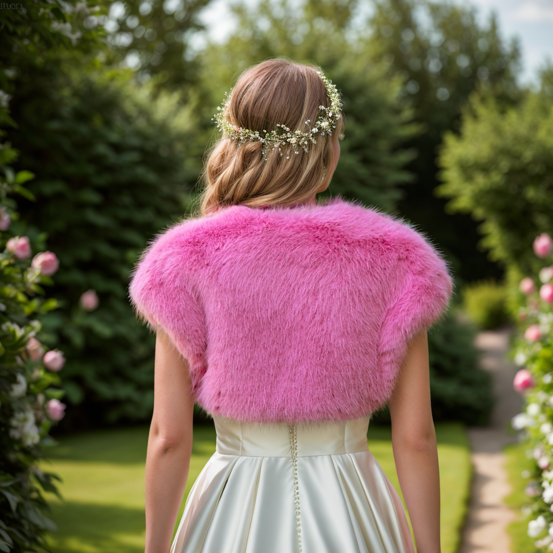 Pink faux fur bolero hotsell