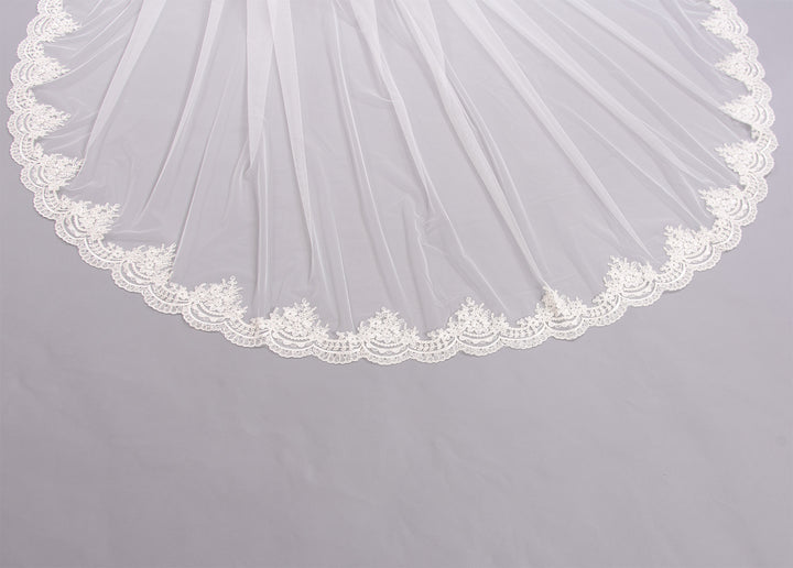 Ivory wedding veil cathedral length V205C