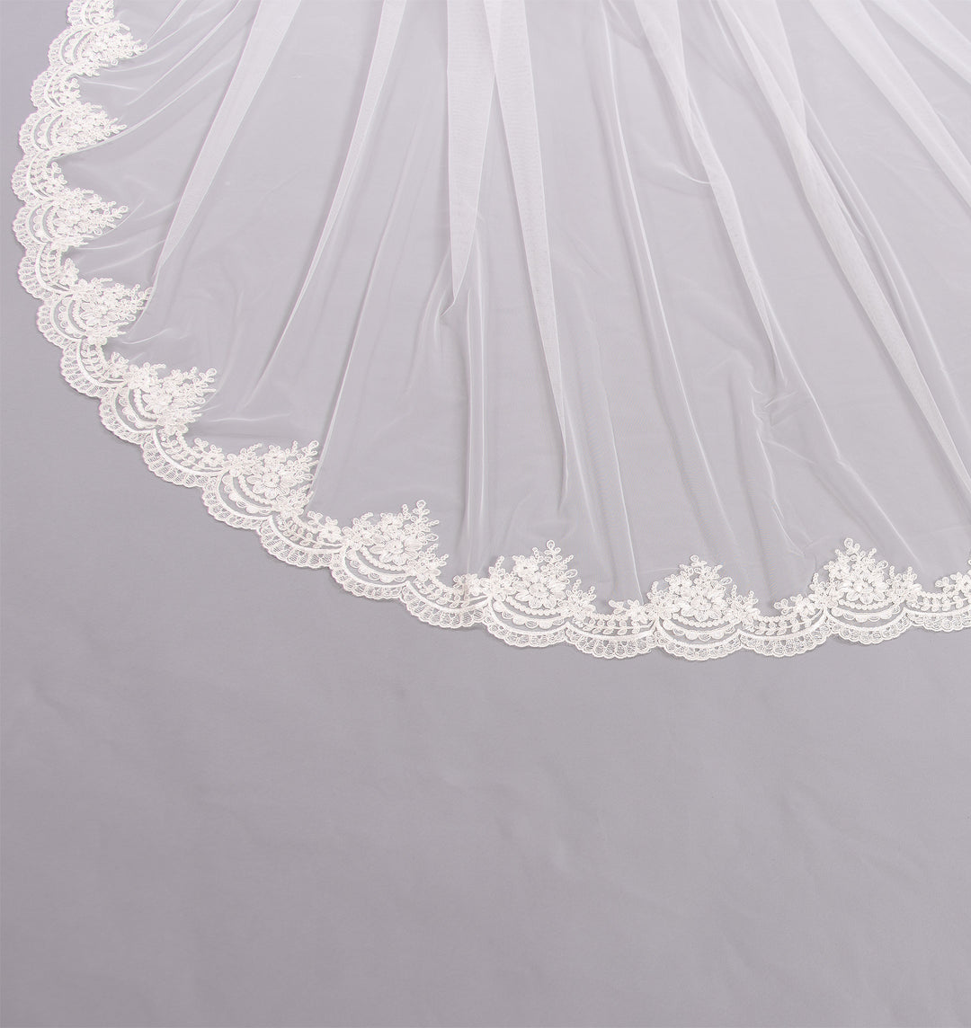 Ivory wedding veil cathedral length V205C