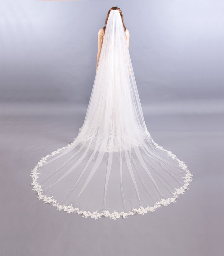 Ivory wedding veil cathedral length V206C