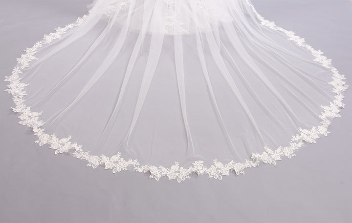Ivory wedding veil cathedral length V206C