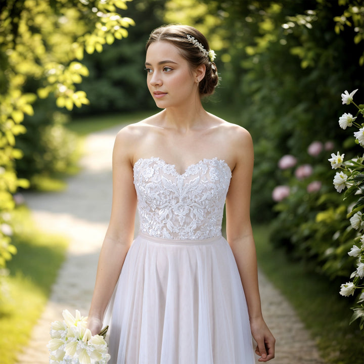 Ivory beaded lace corset bridal separates