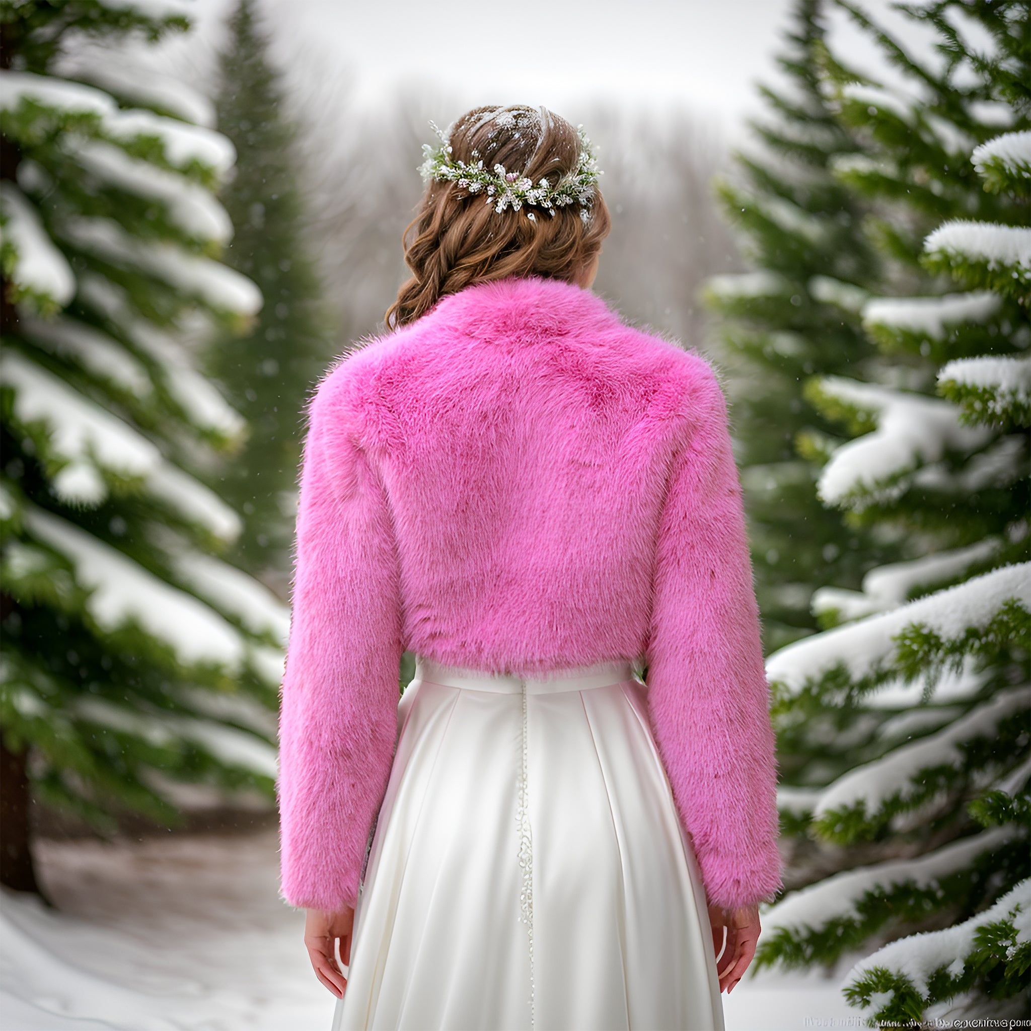 Pink fur bolero jacket best sale