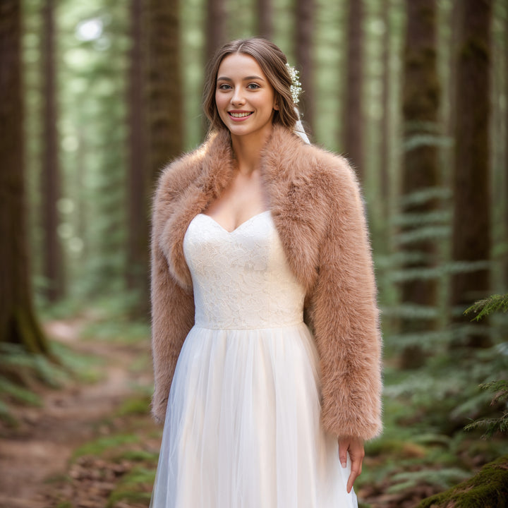 Honey brown faux fur bolero