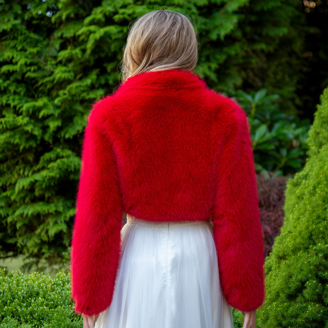 Red faux fur bolero