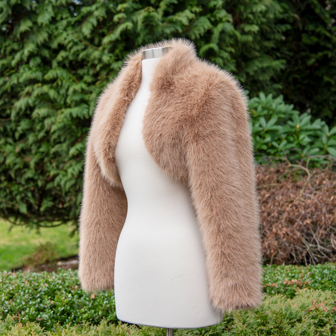 Honey brown faux fur bolero