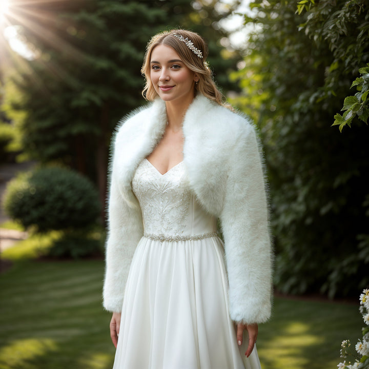 Light ivory faux fur bolero