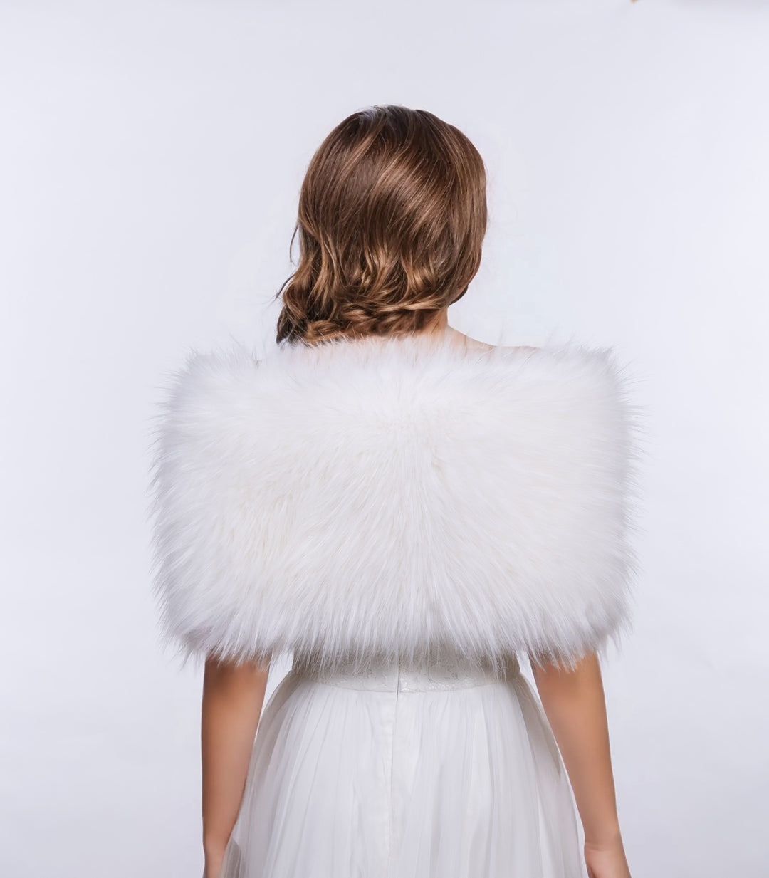 White faux fur wrap bridal shawl wedding stole