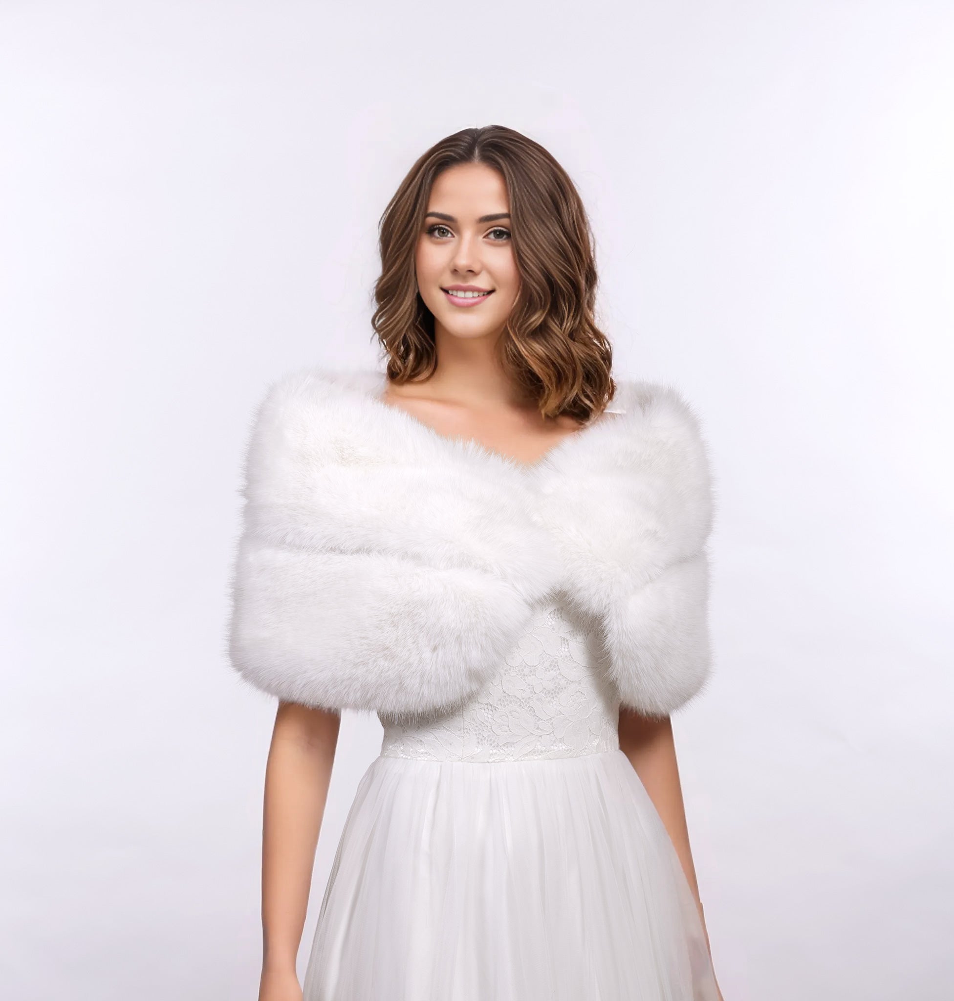 Light Ivory Faux Fur Wrap Bridal Shawl Wedding Stole – Tulip Bridal