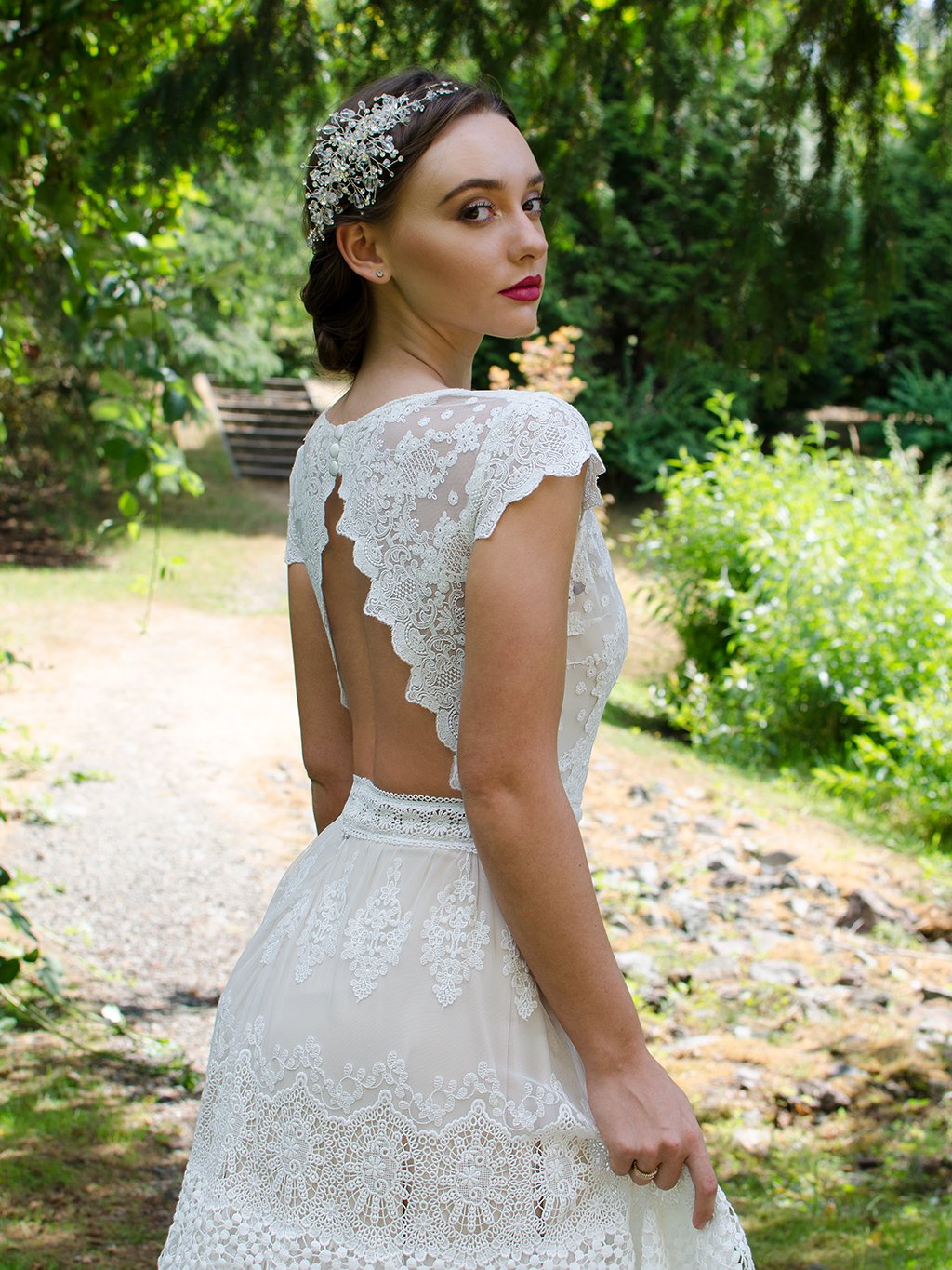 Boho Illusion Lace Boho Lace Wedding Dress With Floral Pattern And Sweep  Train From Greatvip, $142.47
