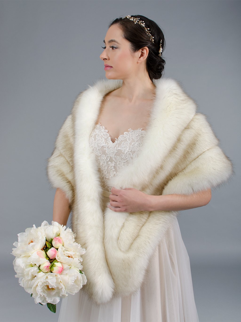 coupons and deals here Faux fur shrug wedding wrap in Angora bridal ...