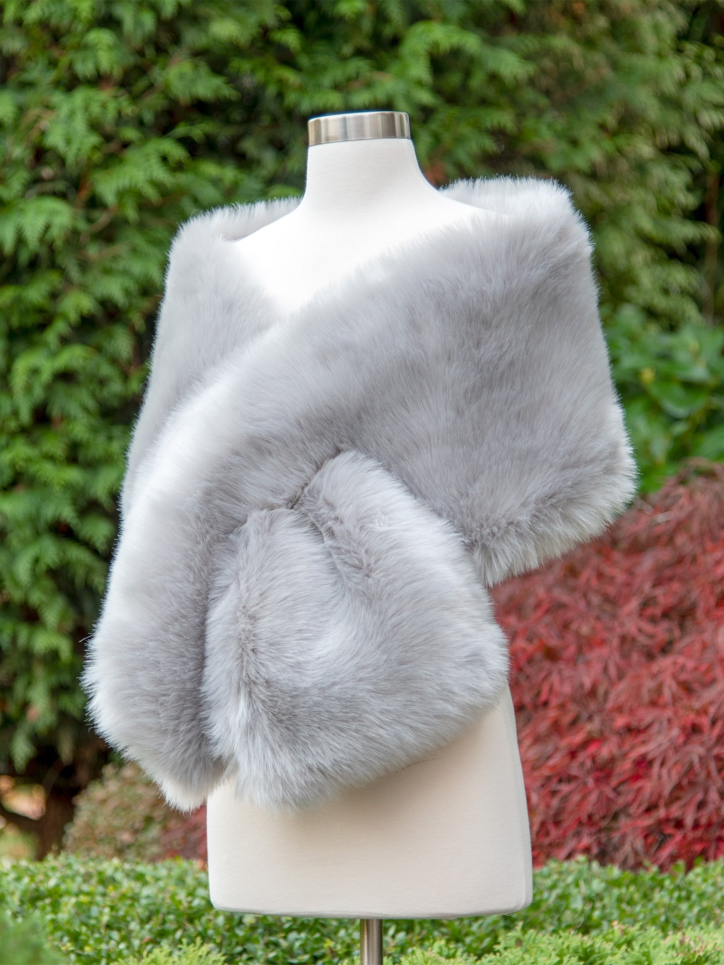 Silver Faux Fur Shawl