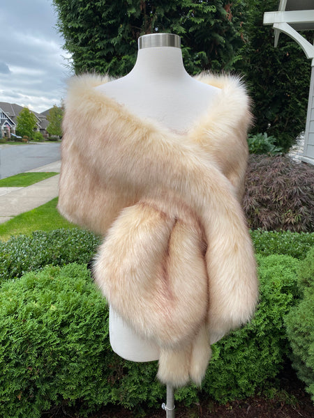 Champagne faux sale fur wrap