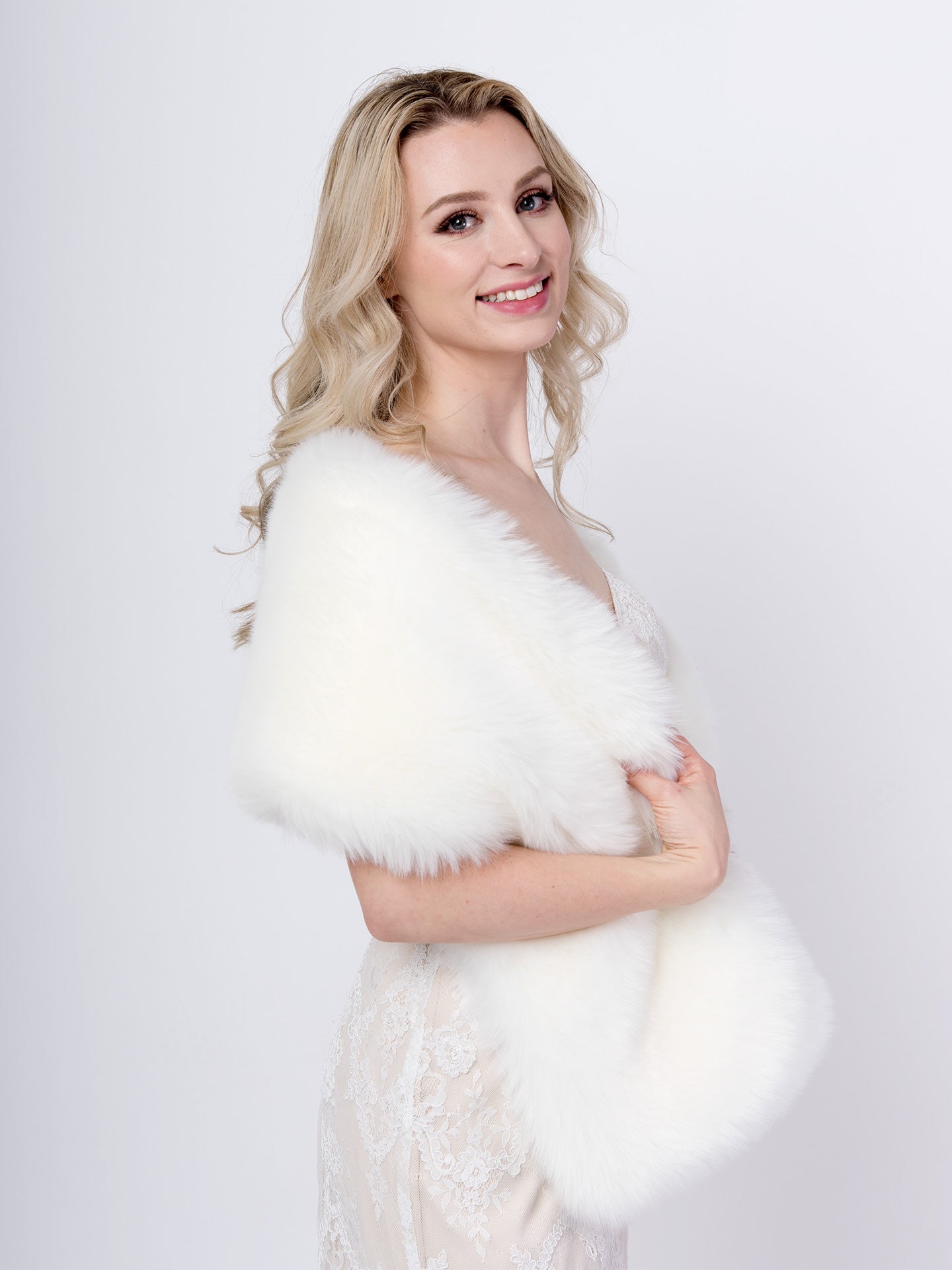 Light Ivory Faux Fur Wrap Bridal Shawl – Tulip Bridal