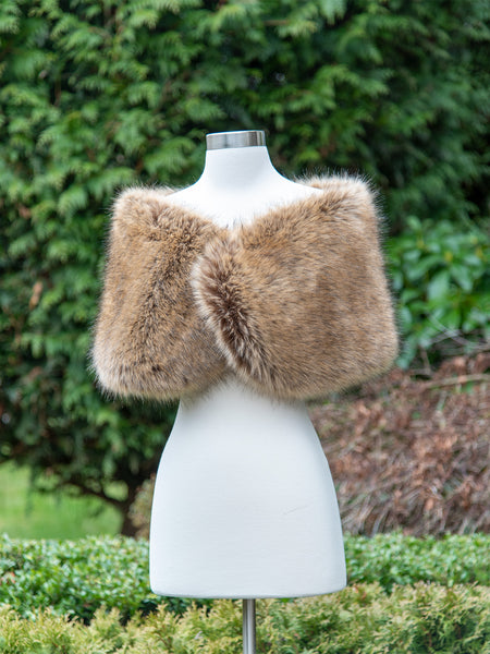 Tulip Bridal Brown Faux Fur Wrap Bridal Shawl, Small