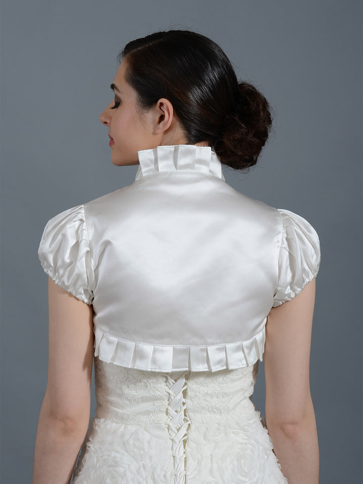 Short sleeve wedding satin bolero jacket