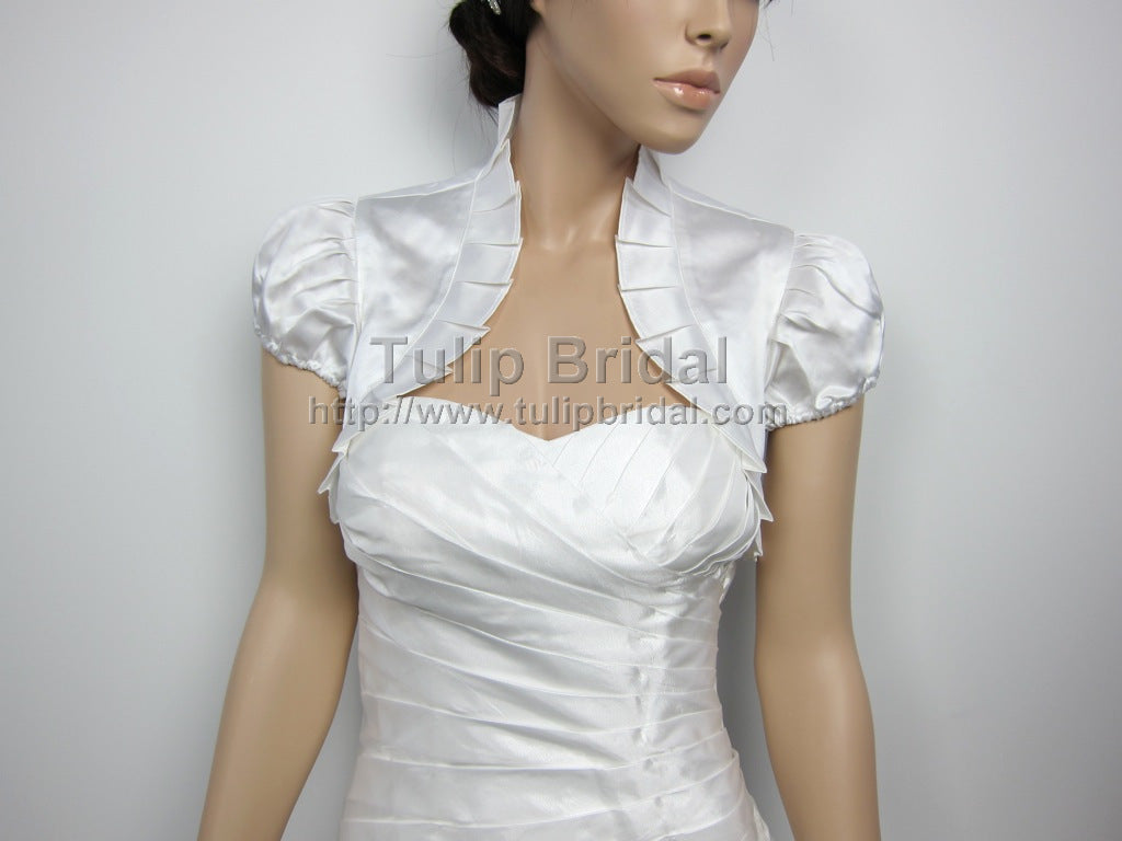 Short sleeve wedding satin bolero jacket