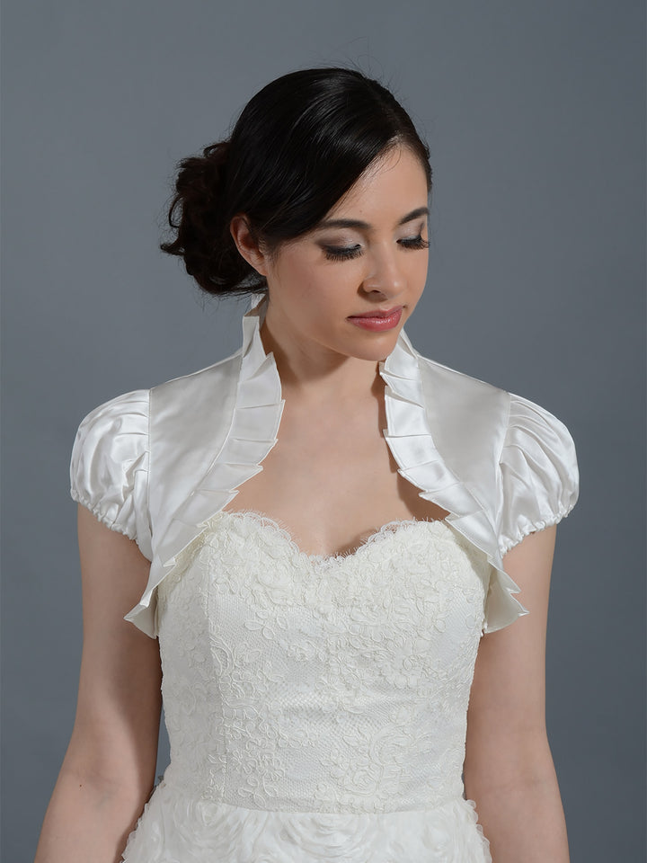 Short sleeve wedding satin bolero jacket