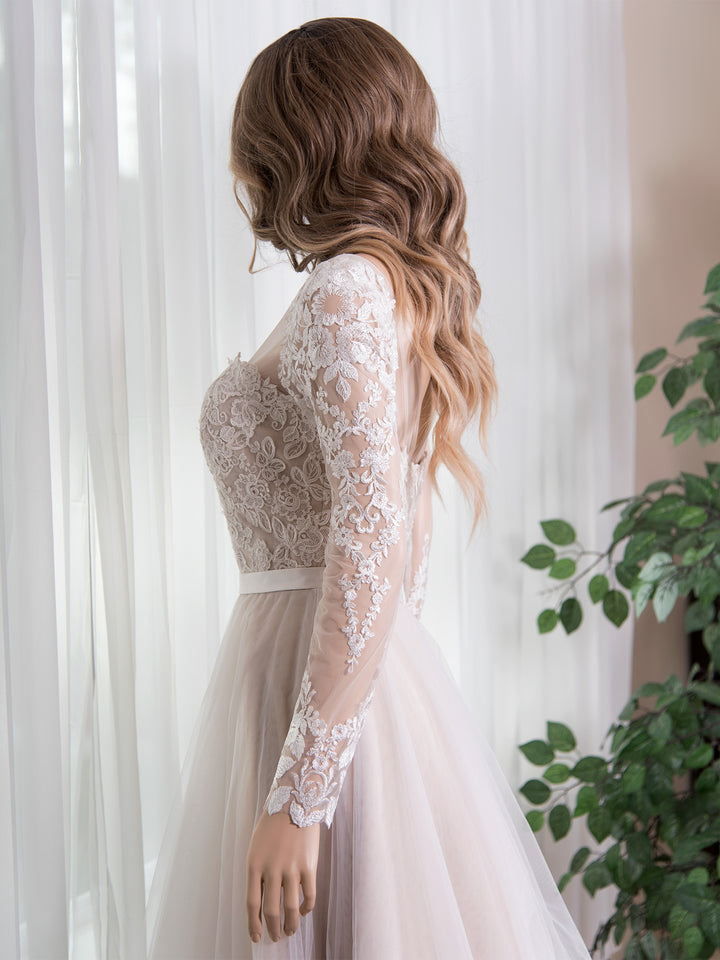 V back long sleeve wedding dress topper