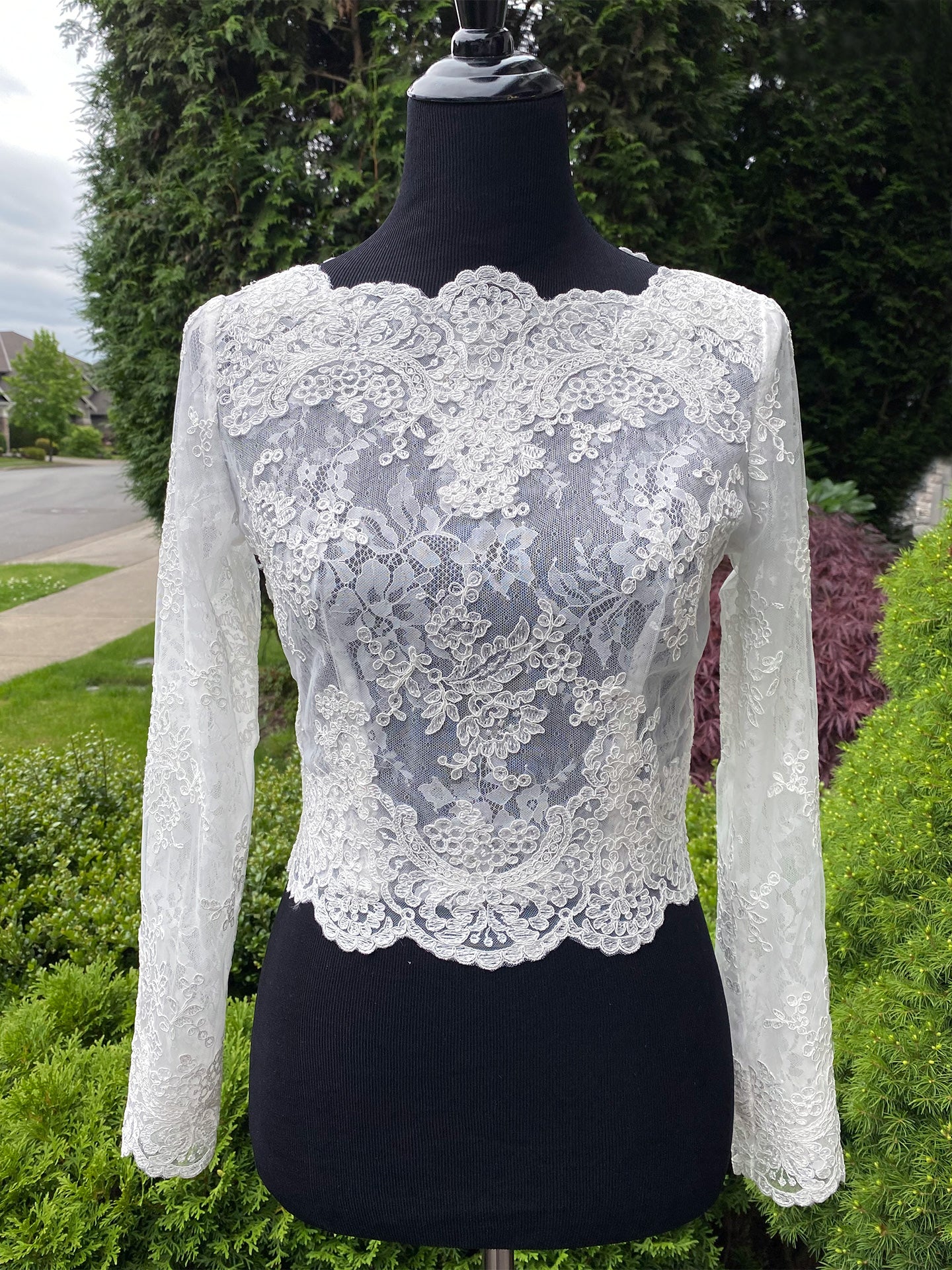 Double layer long sleeve wedding dress topper – Tulip Bridal