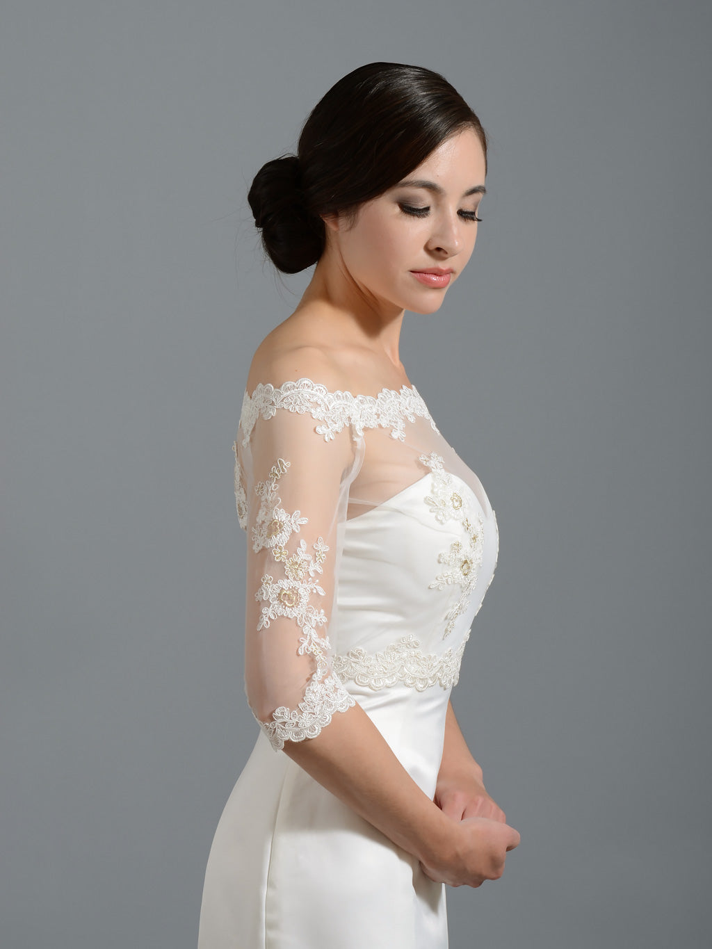 Alencon Lace Cap Sleeve Bridal Shrug Short Sleeves Wedding Boleros –  BestWeddingVeil